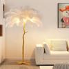 Lámpara de Pie de Plumas Estilo Crema Nórdico para Sala de Estar Dormitorio Lámpara de Atmósfera Celebratoria Estudio Retro Francés Lámpara de Mesa Vertical