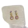 Chica Soñadora~Aretes Frescos Dulces de Circonita Perla Colgante Largo de Cristal Ganchos para Oreja Estilo Vacacional Exquisito Pendiente