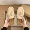 Pantuflas de Estilo Old Money Planas de un Solo Paso para Mujer Moda Retro Otoño Maillard Persona Perezosa Mocasines de Punta Cerrada Medias Pantuflas