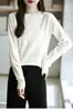 Suéter Tricô Crochê Gola Redonda Vazado Peça Única Feminino Outono Inverno Novo Solto Suéter Interno Pulôver Suéter Base