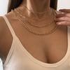 Conjunto de collar y cadena fina, estilo hip hop, combinable, estilo europeo y americano, con cadena metálica distintiva apilada para mujer.