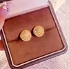 Aretes Pequeños de Azúcar Redondos Incrustados de Diamantes Estilo Francés Retro Color Arena Dorada Latón Chapado en Oro Lujo Accesible Moda Pendientes de Mujer de Gama Alta