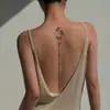 Pegatina de tatuaje de mariposa para columna vertebral portuguesa, estilo ins, de alta gama, impermeable, duradera, patrón de línea de texto en la espalda