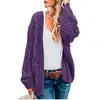 Cardigan de Punto Grueso Trenzado para Mujer Otoño Invierno 2026 de Longitud Media Color Sólido Casual Holgado Ropa Exterior Cardigan