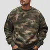 Sudadera cruzada para hombre de otoño e invierno, nueva, de manga larga, cuello redondo, con estampado de camuflaje, sudadera informal de gran tamaño, a la moda