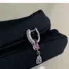 Pendientes de Aro Versátiles con Colgante de Gota de Agua Tachonados de Diamantes Brillantes de Nuevo Estilo para Doble Perforación, Pendientes Exquisitos, Pendientes de Clip Exquisitos, Pendientes de Lujo para Mujer