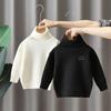 Camiseta Base Bordada de Cuello Alto para Niños Otoño e Invierno 2025 Nuevo Suéter de Terciopelo de una Pieza para Niños Color Sólido Suéter Combinable
