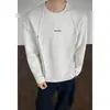 26 Nuevo Modelo Primavera y Otoño, Longitud Extendida, Tallas Grandes, Algodón Chino, Cuello Redondo, Camiseta de Manga Larga para Hombre, con Diseño Desestructurado, Bordado de Remaches Segmentados