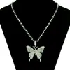 Collar de cadena de garra de diamante completo mariposa europea y americana elegante de una sola capa joyería con colgante de accesorios para mujer simple todo-partido