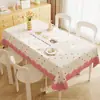 Toalha de Mesa Estilo Creme, Sem Lavagem, Impermeável, À Prova de Óleo, Novo Modelo 2025, Luxo Leve, Sensação de Alta Qualidade, Toalha de Mesa Retangular Cartoon para Mesa de Centro