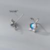 Pendientes Nalan de plata de ley 925 con forma de conejo y piedra lunar, con lazo de diamantes y sensación avanzada M03835