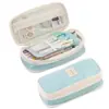 Estojo de Lápis Colorido Grande Capacidade em Estoque Transfronteiriço para Homens e Mulheres, Estojo Simples Multicamadas para Ensino Médio, Caixa de Papelaria Macaron, Portátil