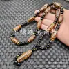 Colar de Ágata Dzi Jade Preto e Branco Ágata Vermelha Nove Olhos Três Olhos Seis Olhos Dente de Tigre Dzi Corrente de Suéter Corrente de Contas de Jade