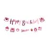 Urso Morango Desenho Animado Macacão Banner de Letras Feliz Aniversário Decoração Suspensa para Festa de Aniversário Infantil Parede de Fundo
