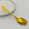 Atacado do Fabricante Colher Dourada de Aço Inoxidável 304 para Uso Doméstico e em Restaurantes, Colher de Sobremesa, Colher de Bolo, Colher de Sopa Banhada a Ouro, Colher de Sopa, Colher