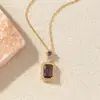 Collar Cuadrado de Lujo con Incrustaciones de Circonita para Mujer, Joyería Geométrica Esmeralda, Cadena de Suéter de Gama Alta, Superventas Transfronterizo