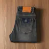 Jeans Casuales de Pierna Recta Gris Oscuro para Hombre, Gruesos, Lavados, Suaves, Ligeramente Elásticos, de Cintura Media-Alta, para Otoño e Invierno