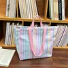 Bolsa Tote Listrada Transfronteiriça Nova de Grande Capacidade Moda Bolsas de Mão Ombro Novo Estilo Coreano Para o Trabalho Casual Sacola de Compras