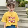 Nova Roupa Infantil Camiseta de Manga Curta Verão 2026 Estilo Fino Algodão Puro para Meninas Manga Meia Moda Gola Redonda Top Camiseta Tendência