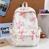 Mochila Estilo Americano Estilo Ins Gris Niebla Degradado con Diseño Dulce y Fresco, Modelo para Parejas para Escuela, Clase, Vacaciones y Viaje
