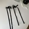 Grampo de Cabelo Fofo com Fita e Pingente de Pérola Franja Laço Estilo Ballet Grampo de Cabelo com Fita Dupla para Rabo de Cavalo Acessórios de Cabelo Grampo de Cabelo