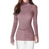 Camiseta Base de Punto de Cuello Alto para Mujer de Comercio Exterior Europeo y Americano, Suéter Pulóver Cálido, Sexy, Ajustado, a la Moda