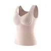 Chaleco Térmico para Mujer de Grafeno con Cuello en V Ropa Interior Otoño Invierno Una Pieza con Almohadillas en el Pecho Copas Fijas No Necesita Usar Sujetador Encaje Superior