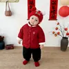 Conjunto de Año Nuevo para Bebé, Chaqueta de Algodón Acolchada de Invierno y Pantalones Forrados de Felpa para Bebé, Pantalones Jogger Cálidos y Espesos para Niños Pequeños, Ropa Festiva de Año Nuevo