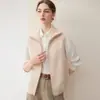 Nuevo Chaleco de Cachemir Otoño e Invierno para Mujer Cuello Semi-Alto Cremallera Doble Textura de Punto Sin Mangas Cárdigan Top Suéter