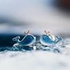 Ballena Plateada 925 Plata Linda Mujer Sencillo Verano Fresco Combinan con Todo Elegantes Pequeños Elegantes Pendientes Pendientes Pendientes