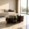 Mesa de centro para sala de estar con tapa de vidrio templado a prueba de explosiones, mesa de centro redonda combinada moderna minimalista para espacios pequeños, mesa de centro de exportación