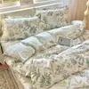 Conjunto de Roupa de Cama Fresco e Simples 100% Algodão Quatro Peças Capa de Edredom 100% Algodão Lençol de Cama Roupa de Cama Dormitório Estudantil Conjunto de Três Peças
