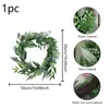 Corona de Hojas de Eucalipto Artificial Transfronteriza, Corona Decorativa de Puerta de Eucalipto, Follaje Verde para Bodas y Navidad, Corona de Guirnalda con Cabezas de Flores Artificiales