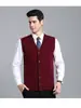 Chaleco de Punto de Lana para Hombre Yingao Otoño Invierno Cuello en V Chaleco de Punto para Hombre de un Solo Botón Sin Mangas para Adultos Mayores Suéter de Color Sólido para Negocios
