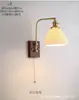 Lámpara de noche estilo nórdico japonés estilo medieval latón nogal cerámica casa de huéspedes atmósfera artística retro lámpara de pared