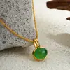 Corrente de Clavícula Europeia e Americana Transfronteiriça Francesa Simples Banhada a Ouro 18K e Cobre Colar Olho de Tigre Maillard Colar com Pingente Oval