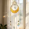 Colgante de Carrillón de Viento de Cristal Flor de Loto Atrapasoles Luna Colgante Festival Decoración del Hogar Dropshipping