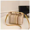 Bolso Transfronterizo para Mujer 2026 con Patchwork Rayado, Elegante Modelo Nuevo Primavera-Verano, Patrón Tejido Color-Blocking, Cruzado, de Hombro y de Mano, Bolso Cuadrado Pequeño