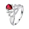 Versa Douyin Transmisión en Vivo Corona de Rubí Imitación Anillo de Corindón Rojo Joyería de Piedras Preciosas de Colores de Lujo para Mujer Forma de Gota de Agua Pera