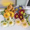 Simulación de girasol, flor de tres cabezas, decoración del hogar, diseño de auditorio de bodas, pintura al óleo retro, accesorios de tiro de girasol, flor falsa