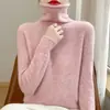 Suéter de Tricô com Gola Alta e Borda Enrolada para Mulheres, Nova Moda Primavera e Outono 2025 Camada Interna, Suéter de Tricô Feminino Outono e Inverno