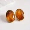 Aretes Ovalados de Acrílico con Degradado Transfronterizos Europeos y Americanos Pendientes de Moda Estilo Retro Joyería de Oreja Simple Versátil para Mujeres Sensación de Alta Gama