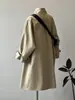 Gabardina Beishan Tongshu estilo británico con cuello alto para mujer, diseño de otoño, abrigo largo holgado 80766