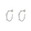 Venta caliente europea y americana pendientes de botón simples retro con forma de C de aguja de plata s925 pendientes geométricos de circón irregular de personalidad hebilla de oreja para mujer