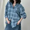 Camisa de cuadros de estilo BF suelta de manga larga para mujer, de alta gama, estilo coreano, de Dongdaemun, para otoño e invierno