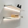 Estantería de almacenamiento de niveles, Estantería de almacenamiento de cocina, Estantería de pared para estudio, Estantería de exhibición de niveles iluminada para sala de estar