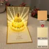 Cartão de Aniversário com Luz de Gravação Cartão de Cumprimento de Voz Estéreo 3D Cartão de Bênção de Bolo de Aniversário para Namorado e Namorada