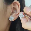 ColarHW Argola Full Diamond Brincos Trevo de Quatro Folhas Femininos Leve Luxo Nicho Brincos Floco de Neve Brincos Flor Elegantes de Alta Qualidade