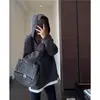 Sudadera con capucha de diseño nicho coreano, aspecto de dos piezas falsas, engrosada, holgada, adelgazante, empalmada, top casual para mujer, nuevo de otoño e invierno