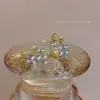 Estilo coreano Súper Brillante Incrustado de Diamantes Hebilla de Espiga de Trigo de Industria Pesada Estilo Fragante Lujo Ligero Celebridad de Internet Exquisito Moderno Todo-partido Joyería para Orejas